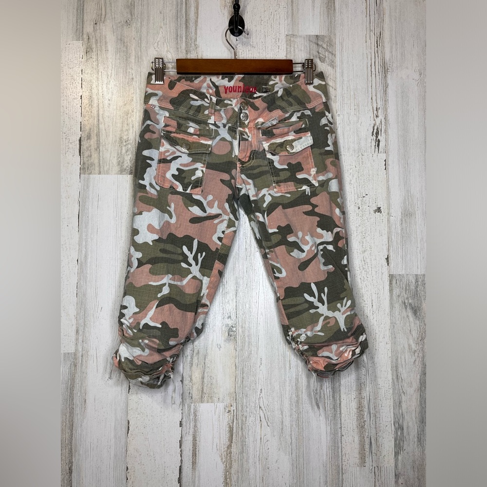 Younique Women's Camo Cinch Pants Pink Green Size 2-4